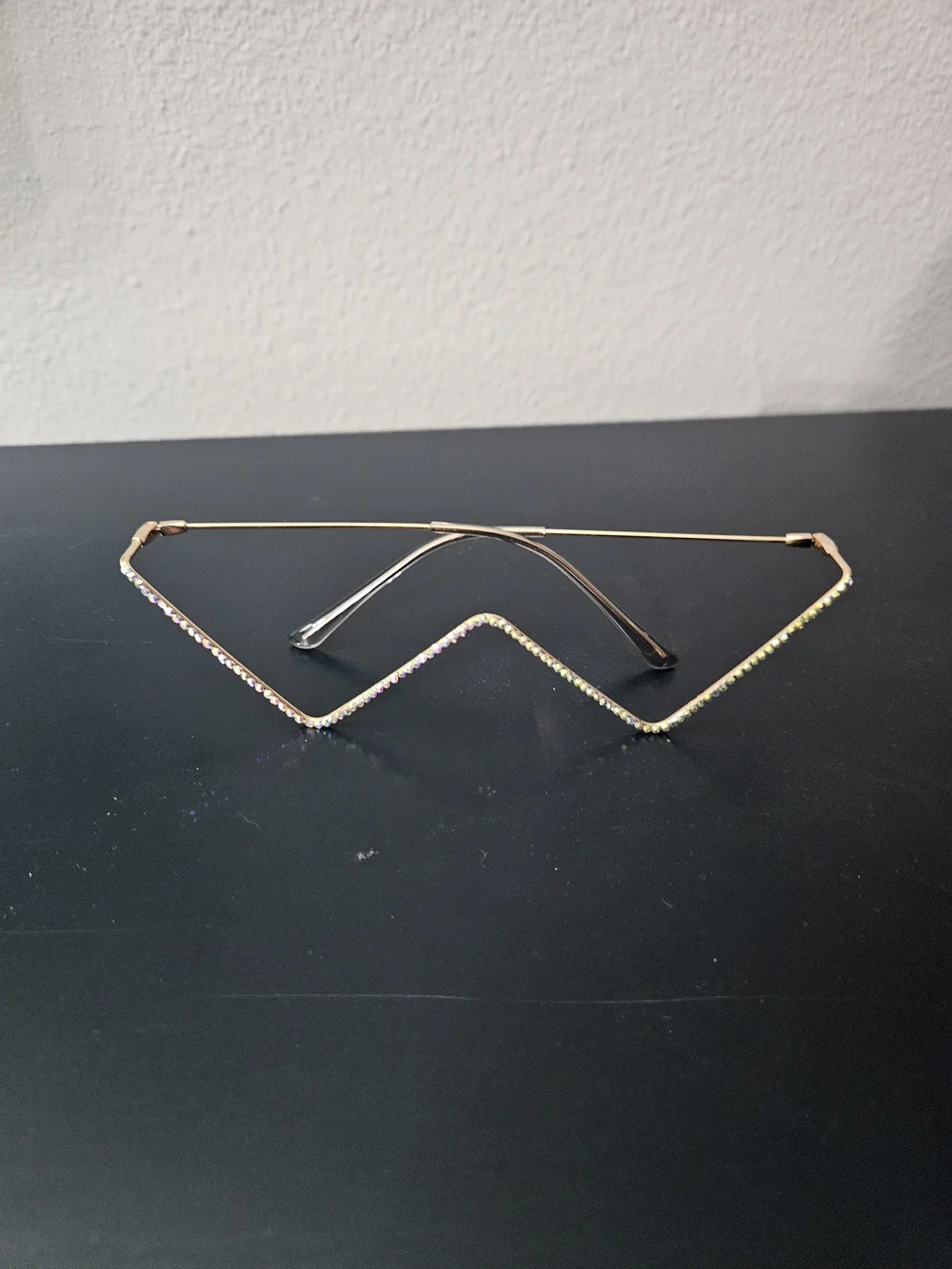 Gold Wire Zigzag Crystal Rim Sunglasses - Women Accessories